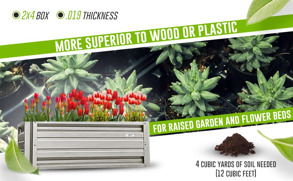 2 x 6 Rectangular Metal Planter Box Durable Raised Garden Bed in Galvalume Steel 24 x 72 with 18 Inch High Walls (Forest Green) PLANTER BOX DIRECT.COM BY ALL METAL WORKS, INC.