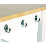 eHemco Kitchen Island Cart on Wheels with Drawer, Storage Cabinet, Shelf and Natural Solid Hardwood Top, White Base eHemco