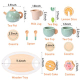 15pcs Wooden Tea Set for Little Girls, MONT PLEASANT Wooden Toys, Toddler Tea Set Play Kitchen Accessories Play Food playset for Kids Tea Party MONT PLEASANT