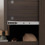 Homsee 31.5”W Storage Display Cabinet Curio Cabinet with Light & Pop-up Glass Doors, Bookcase with 3-Tier Shelves & 3 Drawers for Living Room/Home Office, Dark Brown (31.5”W x 15.7”D x 78.7”H) Homsee