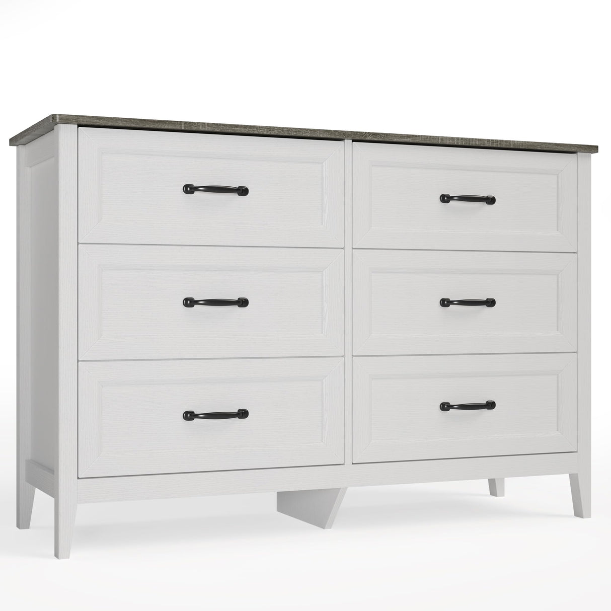 Gizoon 6 Drawer Dresser, 47.2" W Chest of Drawers, Modern Dresser for Bedroom, Wood TV Stand for Living Room, with Smooth Rail, Metal Handles, Anti-tip, for Hallway, Entryway, Grey Gizoon
