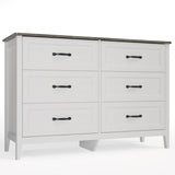 Gizoon 6 Drawer Dresser, 47.2" W Chest of Drawers, Modern Dresser for Bedroom, Wood TV Stand for Living Room, with Smooth Rail, Metal Handles, Anti-tip, for Hallway, Entryway, Grey Gizoon