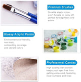 Paint by Numbers for Adults and Kids Beginner, 4 Pack Christmas Painting by Number Kits On Canvas, Number Artist Paint by Number Kit DIY Oil Painting Acrylic Paints, Home Wall Decor 10x10in Fairyland JinWenn