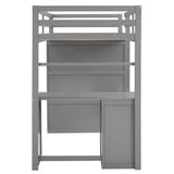 Harper & Bright Designs Twin Loft Bed with Desk and Wardrobe, Solid Wood Loft Bed Frame with Storage Drawers, for Kids Teens Adults (Twin Size, Gray) Harper & Bright Designs