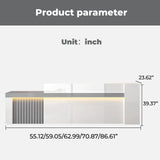 Nuipesn Reception Desk, Front Desk Reception Counter with Shelf & Lockable Drawers,Reception Table with Private Panels for Office,Beauty Salon (Gray Grain + White/Right, 59" L*24" W*39" H) Nuipesn