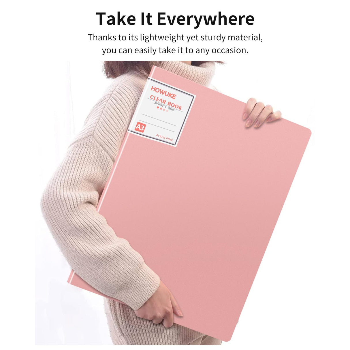 A3 Diamond Painting Storage Book, 60 Views Art Portfolio Presentations Folder with 30 Pages Protectors, 17.3x12.8in HOWUKE