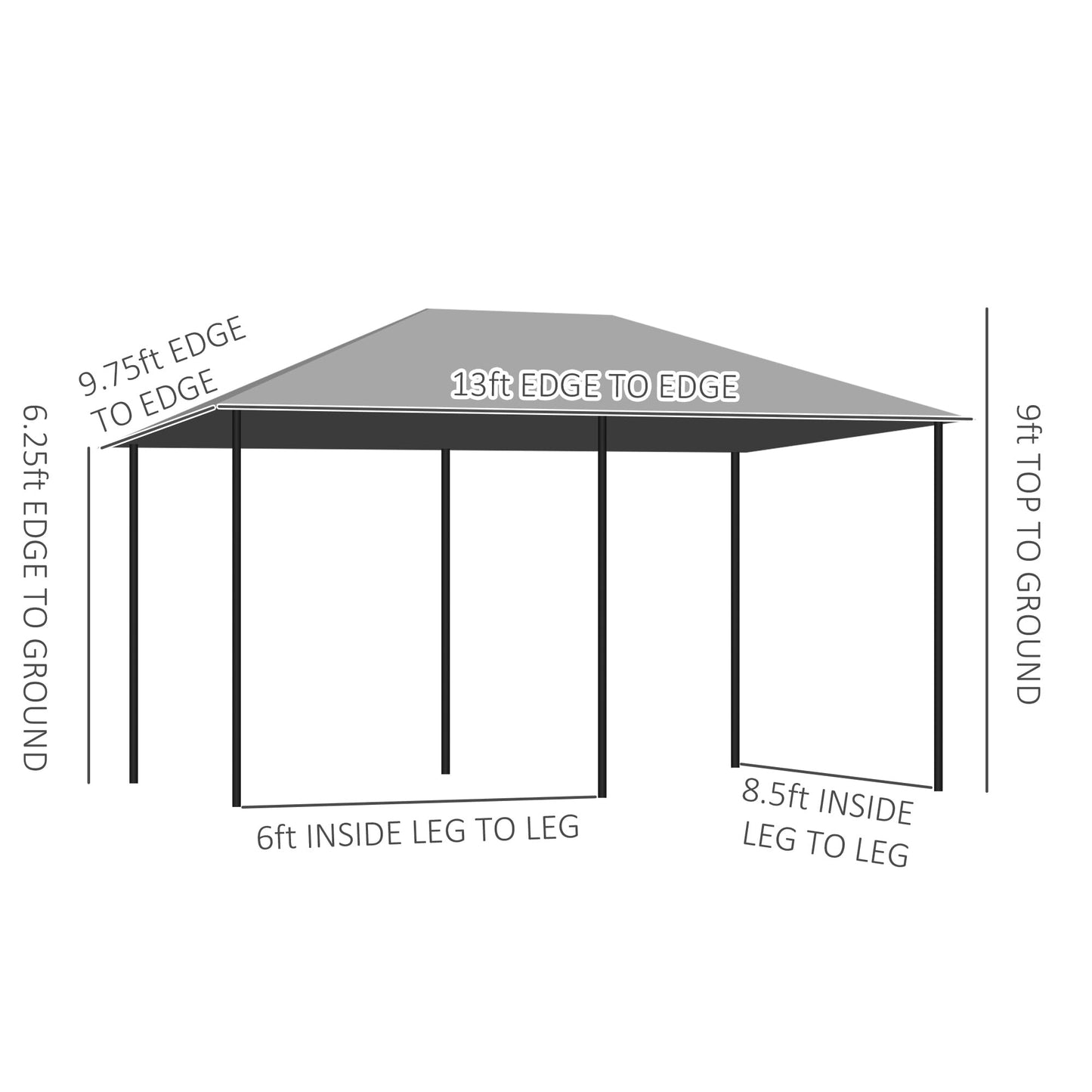 Outsunny 10' x 13' Outdoor Patio Gazebo, Canopy Shelter with 6 Removable Sidewalls & Steel Frame for Garden, Lawn, Backyard & Deck, Gray