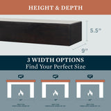 MANTELSDIRECT Dakota 72 Inch Pine Wood Floating Fireplace Mantel Shelf - Coffee Bean Brown | 9" Depth - Beautiful Wooden Rustic Mantel for Fireplaces, Living Rooms, Electric Fireplaces, and Below TVs MANTELSDIRECT