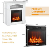 OFFICEJOY Electric Fireplace with Mantel, 32’’ Freestanding Fireplace Realistic Flame with Thermostat, 3 Brightness & Remote Control, Electric Fireplace Heater with Temperature Control & Timer (White) OFFICEJOY