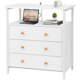 Edbuosy 3 Wooden Drawers Night Stand, 27 Inch Wide Nightstand with Charging Station and Adjustable Drawers, Small Dresser for Closet, Bedside Table for Living Room/Bedroom/Office, White. Edbuosy
