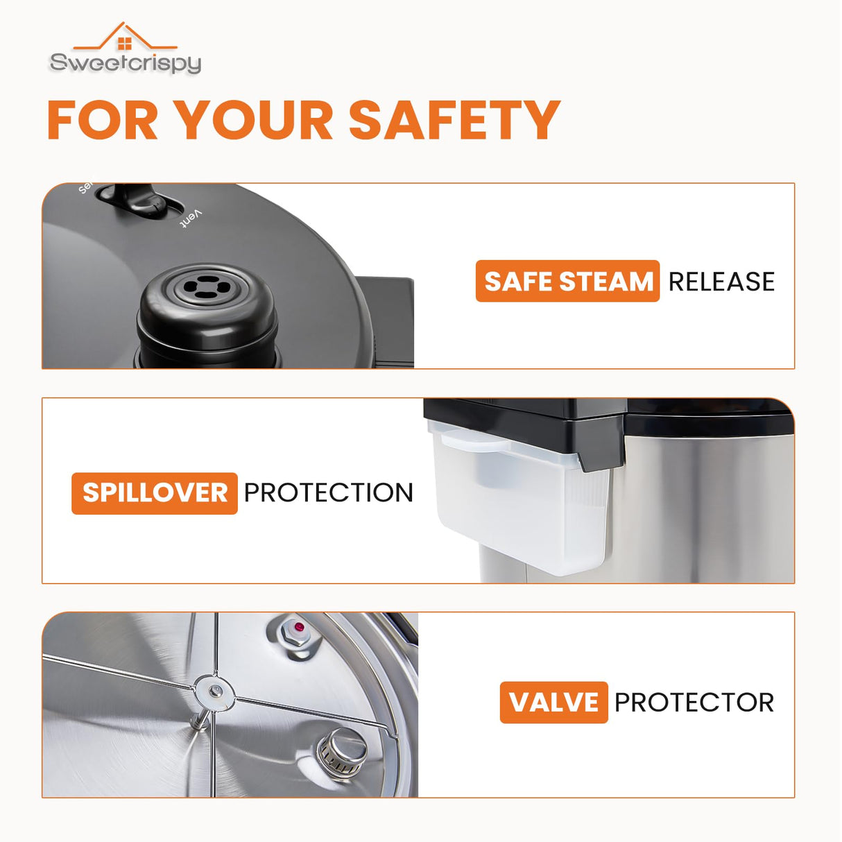 Sweetcrispy 6 QT Electric Pressure Cooker 12-in-1 Multi Digital Cookers, Rice Steamer Yogurt Maker Stainless Steel Sweetcrispy