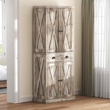 DWVO Kitchen Pantry with Doors, 72'' Tall Farmhouse Wood Kitchen Storage Cabinets with Adjustable Shelves & Drawer, Freestanding Cupboard for for Kitchen, Dining Room, Living Room, Light Rustic Oak DWVO