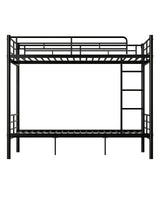 Miscoos Full Over Full Metal Bunk Bed for Kids, Convertible into 2 Separate Full Beds, Heavy Duty Bunk Bed Frame with High Guardrail and Built-in Ladder, No Box Spring Needed, Noise Free, Black Miscoos