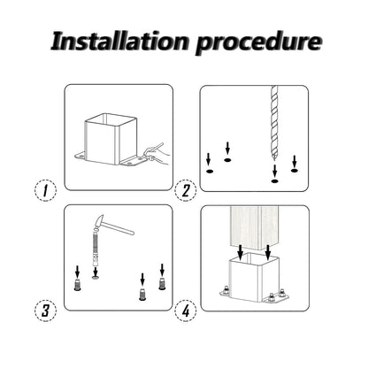 Voittozege 4 Pcs 4x4 Post Bracket Anchor Base, Deck Post Brackets Heavy Duty Wood Post Support Kit Black Powder Coated Heavy Fence Post for Wood Fence, Deck, Pergola and Mailbox Support Brack - WoodArtSupply