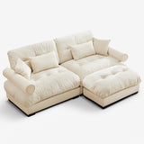 SoarTalent 93.7" Modern Oversized Modular Sectional Sofa 2-Seater Loveseat L-Shaped Cloud Couch with Ottoman,Pillows and Overthick Cushion for Living Room,Home Theater,Apartment,Velvet,Beige SoarTalent