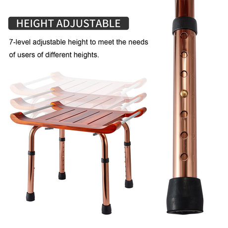 Shower Chair, Teak Shower Bench, Shower Stool for Inside Shower, Shower Chair for Elderly and Disabled, Shower Seat, Portable, with Handles, Height Adjustable WWTXXTWW