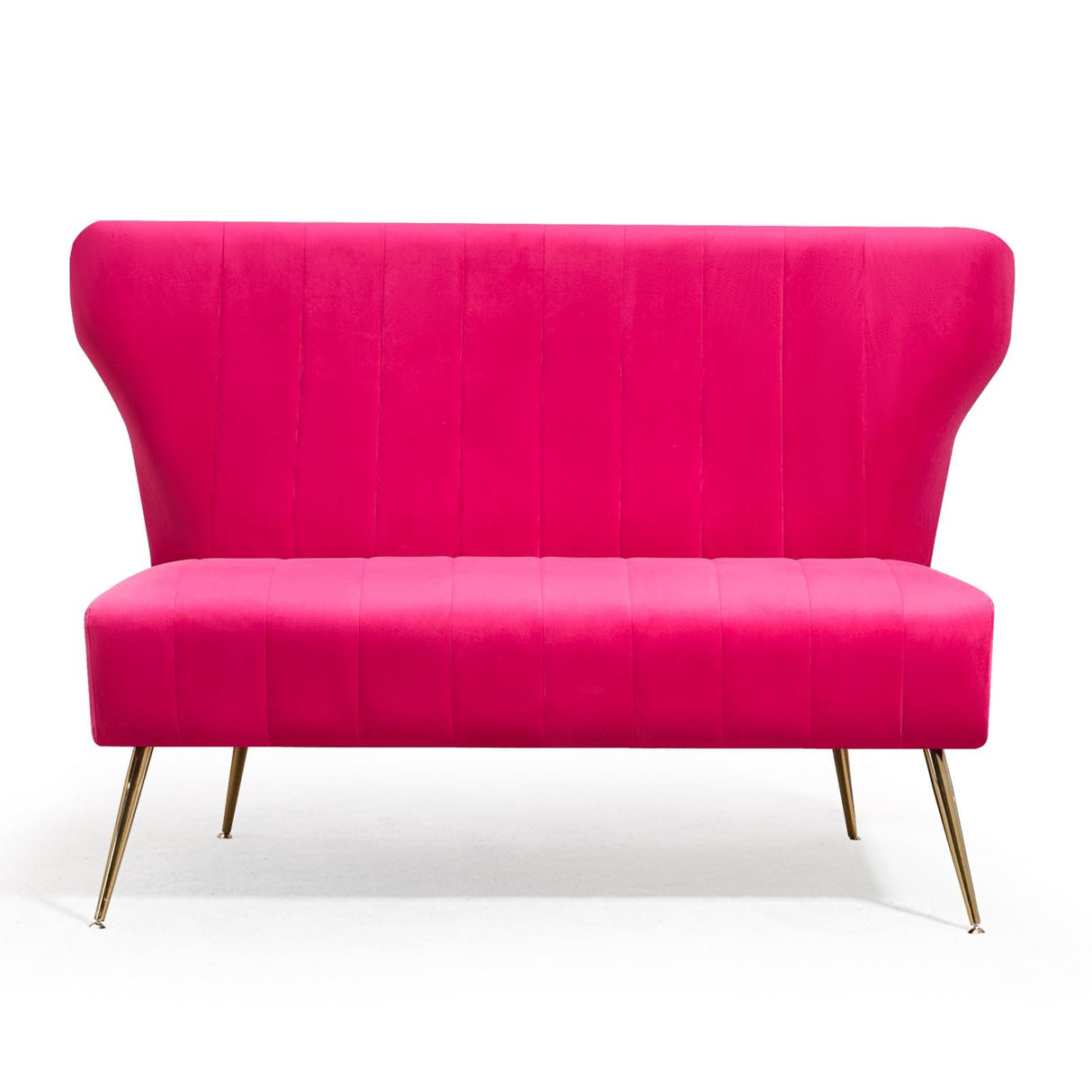 WQSLHX 50’’ Velvet Modern Armless Loveseat Sofa, Upholstered Small Wingback Couch Sofa with Golden Metal Legs, 2 Seater Tufted Couch for Bedroom, Apartment Small Space WQSLHX