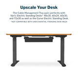 Vari Cable Management Tray - Under Desk Cord & Wire Organizer - Ideal for Home Office Sit Stand Desks - Fits Adjustable Electric Standing Desk 48x30, 60x30, 60x24, 72x30 - Easy Assembly (Black) Vari