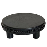 dwellington Farmhouse Beaded Wood Tray Risers for Display, 7.6” Wooden Decorative Tray for Kitchen Home Decor, Display Pedestal Stand for Countertop, Black Round Wood Riser for Soap Dish dwellington