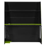 Bekeknlny Gaming Bed with RGB Lighting, Desk, Multi-Storage Shelves and LED, Esports Design for PC & Console Gamers, Full Size Wood Loft Bed for Kids Bedroom (Green/Game) Bekeknlny