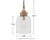 Signature Design by Ashley Faiz Rustic 20.5" Natural Wood & Glass Pendant Light, Brown & Clear Signature Design by Ashley