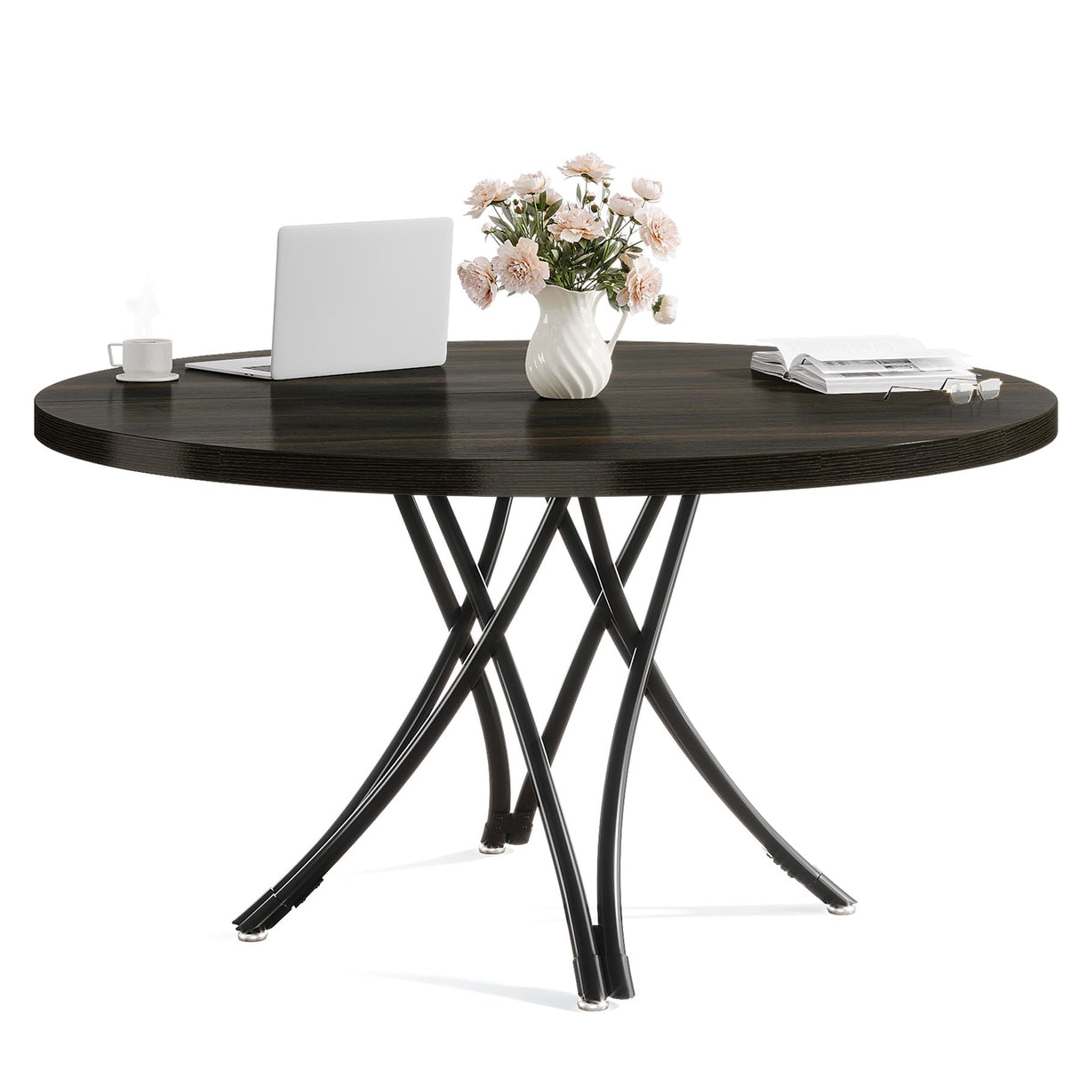 Tribesigns 47" Round Conference Table, Modern Business Meeting Table for Office Conference Room (Black) Tribesigns