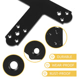 Rasugarlary Black T Bracket, 6 pcs T Post Brackets Pergola Post to Beam Connectors 4mm Thickness for Wood, Steel Repair Fixing Mending T Plate Bracket Flat Connector with Screws Rasugarlary