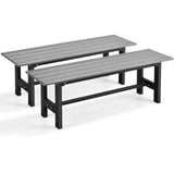 Giantex 2-Pack Outdoor Bench Seat - Backless Patio Garden Bench, 47” Weatherproof Outside Chair with Slatted Seat, Metal Frame, 660 LBS Capacity, Dining Bench Chair for Yard, Park, Balcony, Gray Giantex
