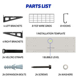 FAHKNS 2 x 6 ft Garage Wall Shelving, 2-Pack Garage Shelving Wall Mounted, 1200LBS Capacity Heavy Duty Metal Wire Shelves, Floating Long Shelf for Carport Shed Kitchen, Black FAHKNS