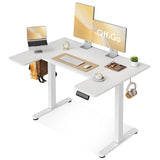 OffiGo U Shaped Electric Standing Desk, 48 Inch Height Adjustable Sit Stand Table, Writing Computer Desk for Home, Office, Workstation, White OffiGo