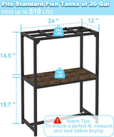 Mondazie 20 Gallon Fish Tank Stand, Upgraded Height Aquarium Stand Table with 2 Tiers Storage Shelf, Metal Reptile Breeder Turtle Terrarium Stand Rack for Home Office, 24" L x 12" W x 32.2" H, Black Mondazie