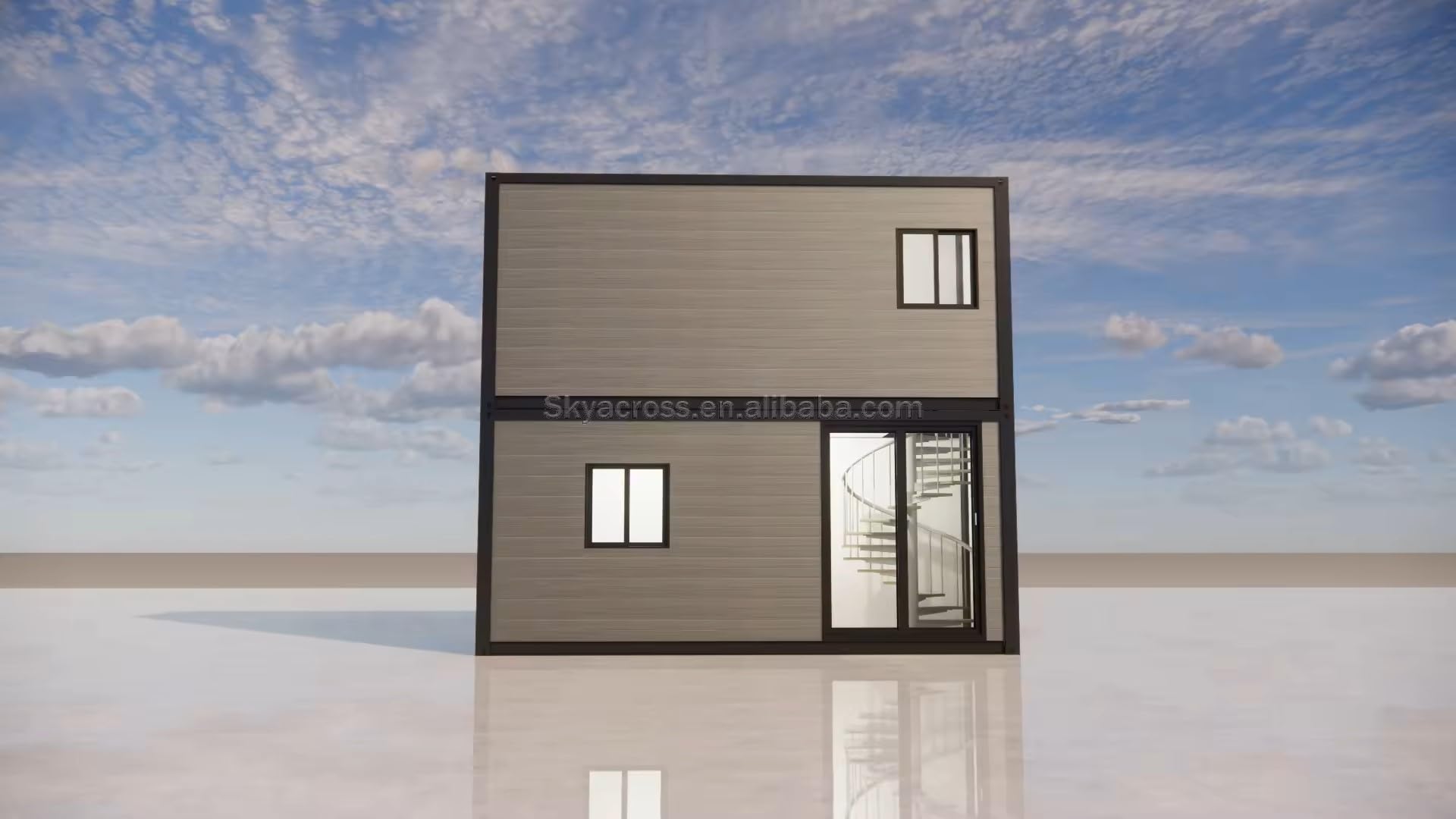 Double Story, Fully Equipped Bathroom, 1 Bedroom prefab Container House. 20ft Home with Stairs - WoodArtSupply