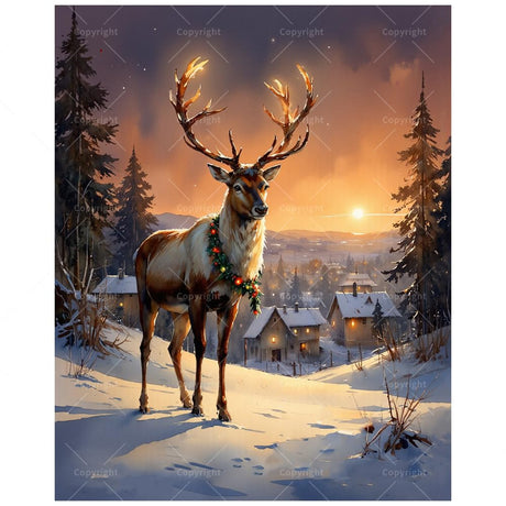 Christmas Reindeer Paint by Numbers Kit for Adults - DIY Winter Deer with Garland Painting on Canvas 16x20In, Acrylic Paint Set, Suitable for Beginners, Art for Home Decoration or Gifts DecorFriday