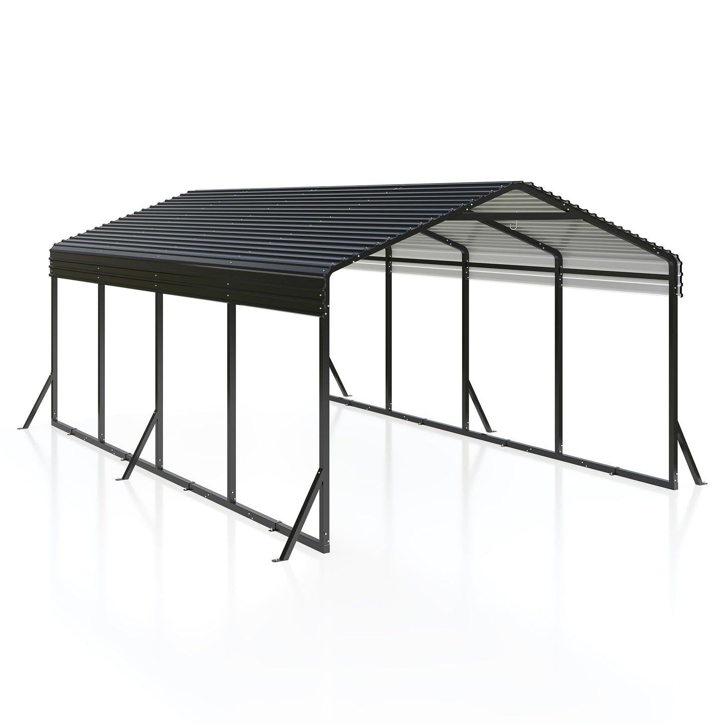 AIRWIRE Carport 12x20 FT Metal Carport with Reinforced Base Outdoor Heavy Duty Garage Galvanized Car Shelter for Pickup, Boat, Car and Tractors - WoodArtSupply