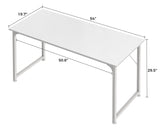 Huuger Computer Desk, 55 Inch Office Desk, Gaming Desk with Storage, Writing Desk Work Desk for Home Office, Study, Modern Simple Desk, Large Legroom, Metal Frame, White Huuger