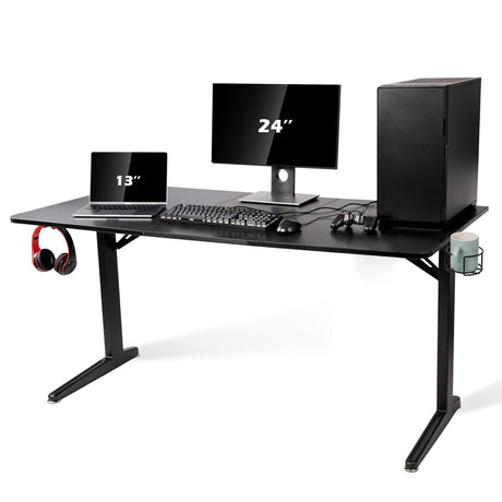 TOPSKY Gaming Desk Large Surface 63’’x31.5’’ with Cup Holder, Headphone Hook and Cable Management (Black) TOPSKY