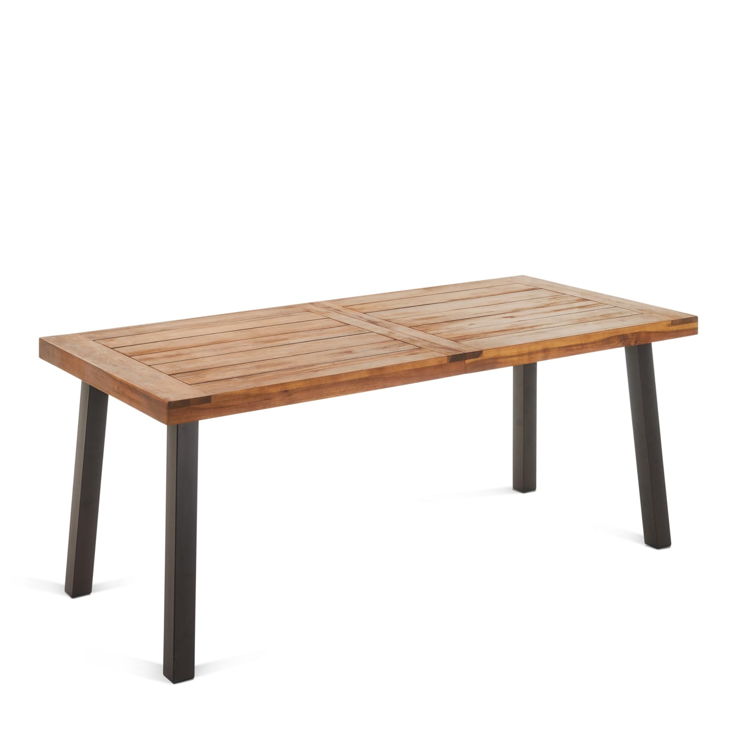 Christopher Knight Home Della Acacia Wood Dining Table, Teak Finish With Rustic Metal - WoodArtSupply