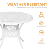 W WARMHOL 5-Piece Outdoor Patio Dining Set, All-Weather Cast Aluminum Patio Furniture Set for Backyard Garden Deck with 4 Chairs, 4 Cushions and 35.4” Round Table, 2.2" Umbrella Hole, White W WARMHOL