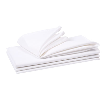 Cloth Dinner Napkins with Hemmed Edges 18x18 Inches Washable - 100% Polyester Soft & Comfortable Reusable Napkins for Weddings, Parties or Daily Use (Set of 4, White)