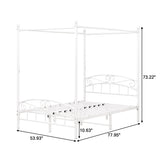ARFARLY Full Size Bed Frame Four-Poster Metal Canopy Bed Frame Full with Headboard and Footboard Sturdy Slatted Structure No Box Spring Needed White ARFARLY