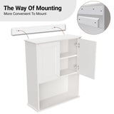 Bathroom Wall Cabinet Wooden with 2 Doors,Over the Toilet Storage Cabinet,Bathroom and Laundry Wall Mount Storage Medicine Cabinet with Open and Adjustable Shelf,Easy Assembly (Style A -1 PC, White) NewBeth
