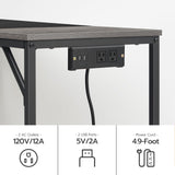 HOOBRO Computer Desk, Home Office Desk with Power Outlet, Modern Study Writing Desk with 3 Hooks for Study Room, Home Office, Sturdy and Stable, Easy to Assemble, Charcoal Gray and Black BC41UDN01 HOOBRO