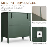 RoyalCraft Dark Green Fluted 3 Drawer Dresser, 32 inch Wide Dresser Nightstand for Bedroom, Modern Wood Chest of Drawers, Large Painted Nightstand with 3 Drawers for Closet, Hallway, Entryway RoyalCraft