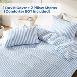 ROSE&RISY Blue Queen Duvet Cover Set, 3 Pieces Soft Bedding Queen Set, Breathable and Cooling,Includes 1 Duvet Cover, 2 Pillow Cases (Blue Stripe, Queen) ROSE&RISY