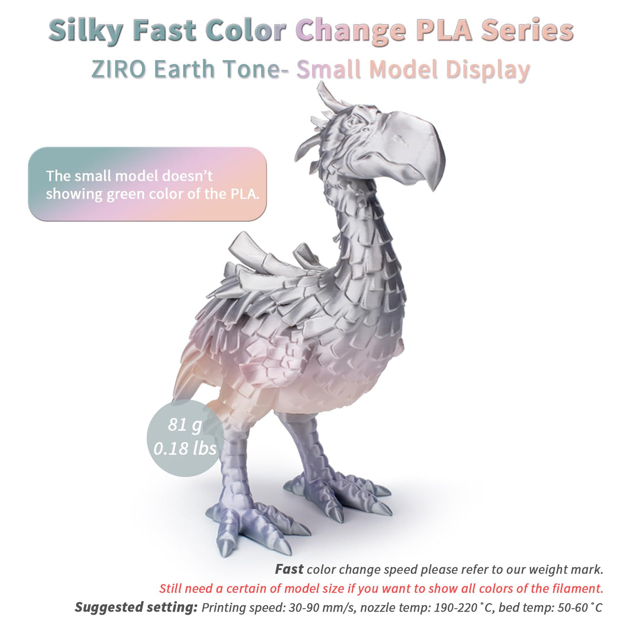 ZIRO 3D Printer Filament, Shiny PLA Fast Gradient Color Change, Glossy Color Change by Length PLA, Fit Most FDM 3D Printers, Dimensional Accuracy +/-0.03mm, 1KG/2.2lb Spool, Earth Tone(Silk) ZIRO