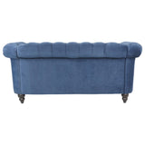 LEVNARY Velvet Sofa, Chesterfield Tufted Upholstered 2 Seater Couch, Modern Loveseat Couch Classic Furniture for Living Room Bedroom (Blue) LEVNARY