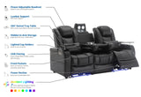 Airadlis Home Theater Seating Seats, Movie Theater Chairs Theater Recliner with 7 Colors Ambient Lighting, Lumbar Pillow, Touch Reading Lights, Tray Table (Black, Row of 3) Airadlis