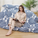 PHF Ultra Soft Paisley Duvet Cover Queen Size, Printed Bedding Set 3 Pieces, Comfy Farmhouse Pattern Duvet Cover Set with 2 Pillow Shams, Zipper Closure and 8 Ties, 90"x90", Royal Blue & White PHF