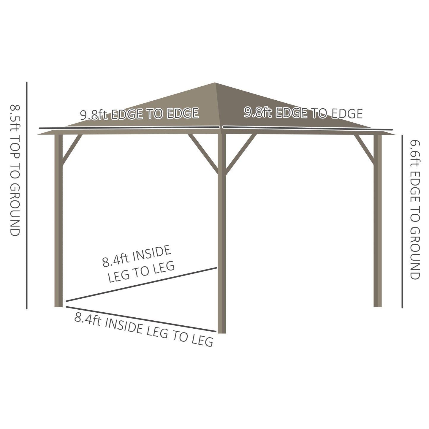 Outsunny 10' x 10' Hardtop Gazebo with Curtains and Netting, Permanent Pavilion Metal Single Roof Gazebo Canopy with Aluminum Frame and Hooks, for Garden, Patio, Backyard, Dark Brown