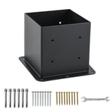 AXWHYS 6x6 Post Base 4 Pcs, (Inner Size 5.6x5.6) Post Anchors, 13GA Thick Solid Steel & Black Powder Coated,Deck Post Brackets Support Deck Base Plate Pergola Brackets Fence Kit AXWHYS